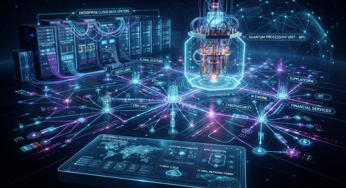 Enterprise technology infrastructure demonstrating cloud computing and automation nodes