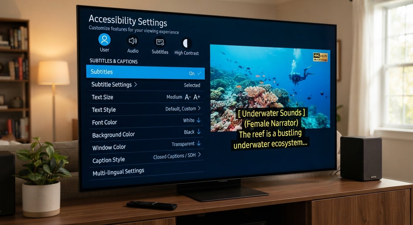 Accessibility settings menu on a video streaming service interface