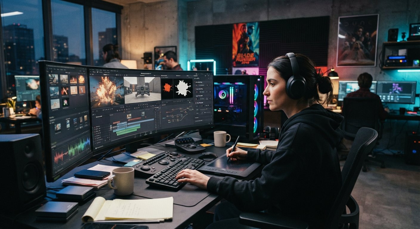 Film editor using generative AI visual effects software