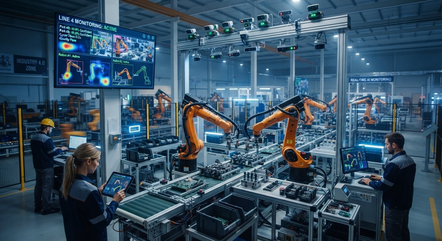 Smart factory production line using AI industrial automation