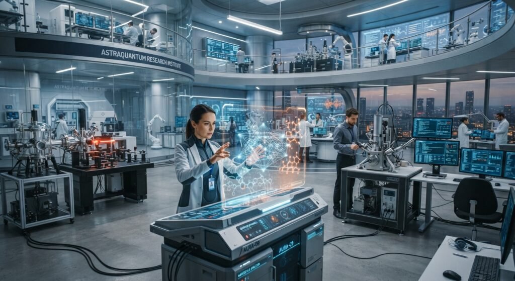 Advanced laboratory featuring scientific instrumentation and emerging technology concepts